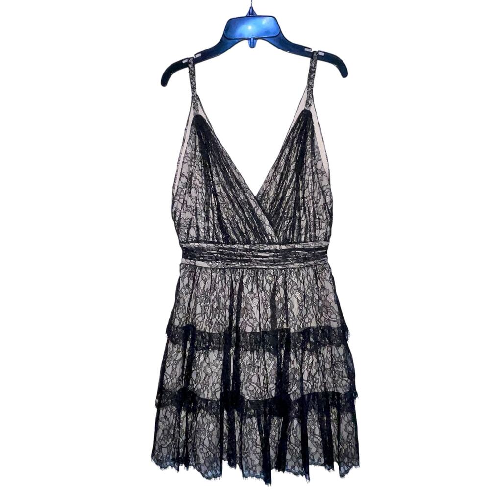 Alice + Olivia Lace Olive Tiered Mini Dress - Picture 3 of 11